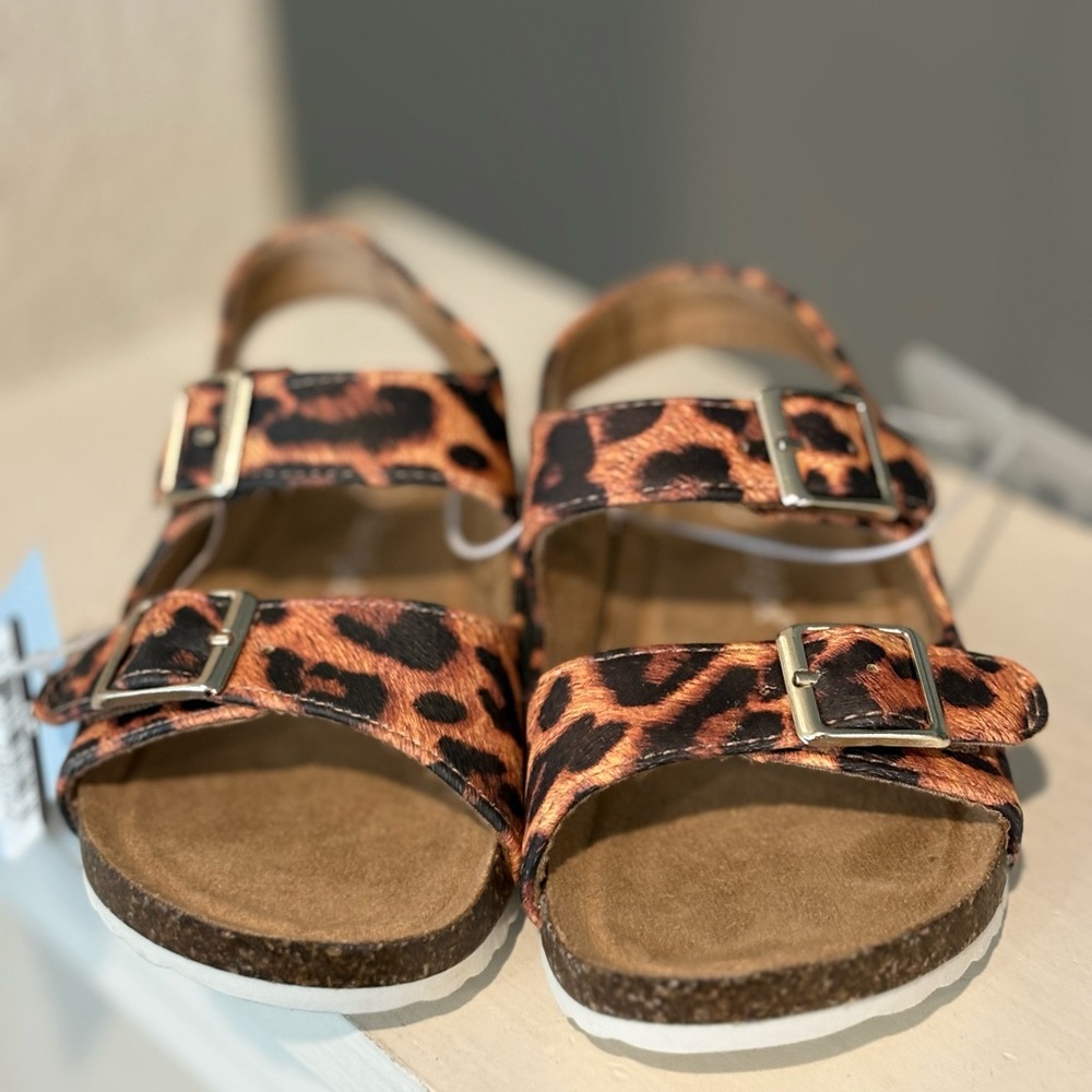 Toddler Reagan Footbed Sandals Brown Leopard Print - Cat & Jack - Size 8 NEW - Picture 3 of 6